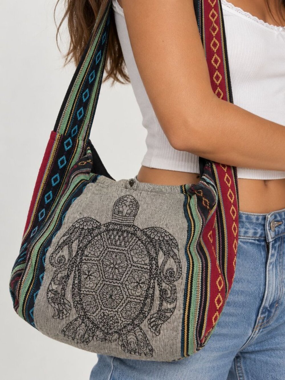 Kathmandu Elephant Crossbody Bag Boho Woven Hippie Festival Shoulder Purse
